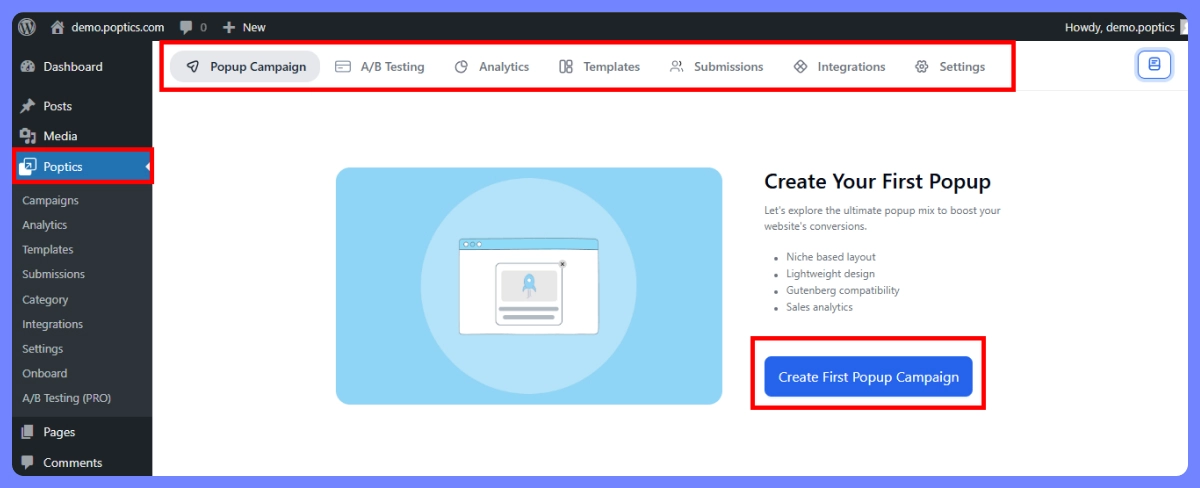 New Popups with Poptics Popup Plugin 